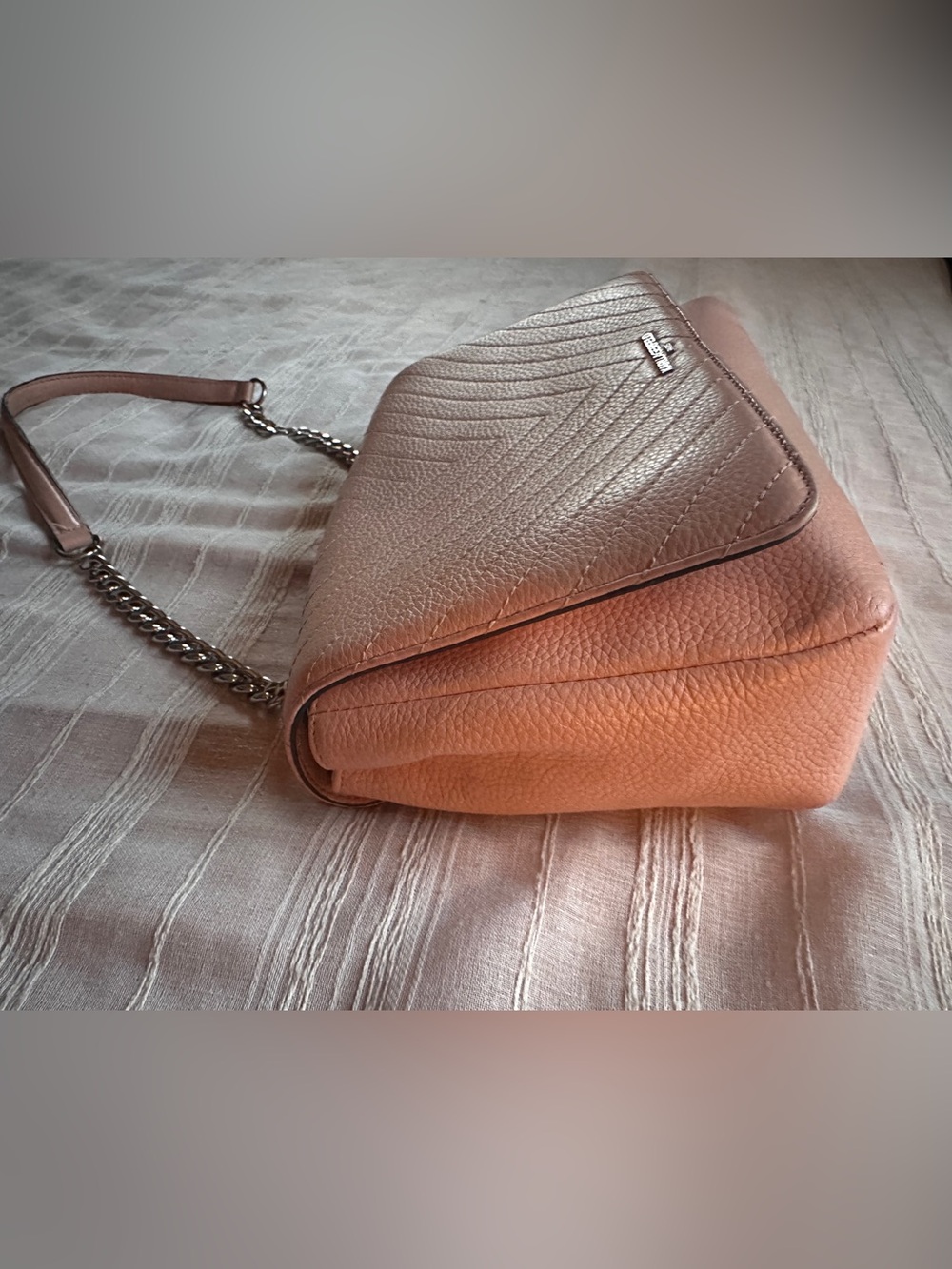 Karl Lagerfeld Paris Charlotte Quilted Chevron Shoulder Bag in Blush Pink - Picture 2 of 13